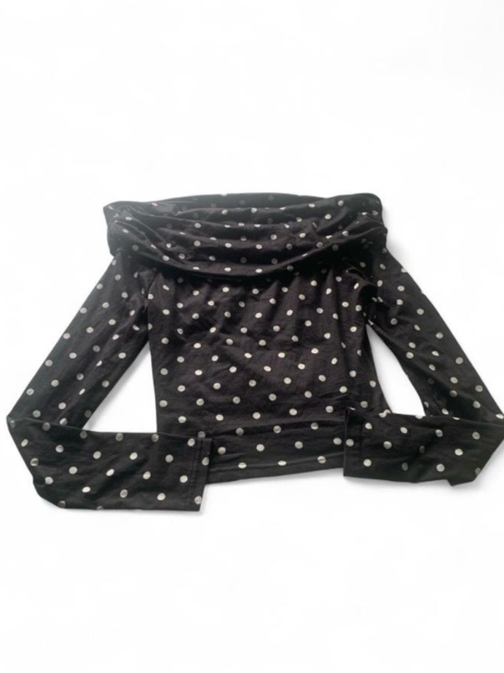 No brand vintage polka dot off the shoulder long sleeve crop top small